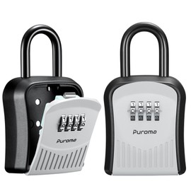 Puroma Lock Box Combination Key Lock Box, Wall-Mounted Portable Storage Lockbox for Keys with Resettable Code, Outside Safe Security Box for House, Apartment, Office Key Storage (2 Pack, Gray)
