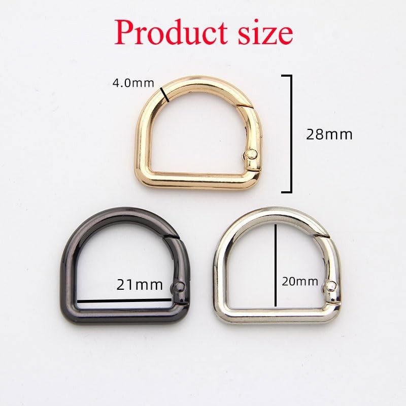 LALOCAPEYO 4PCS Metal Tiny Keychain Spring D Rings Hook,Hand DIY