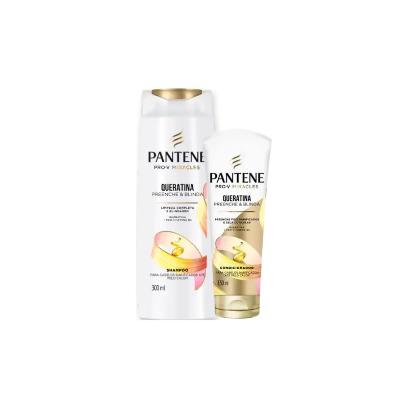 Kit Shampoo Acondicionador Pantene Pro Milagros Queratina 300ml