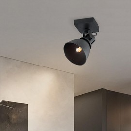 Home Sweet Home Industrial Spotlight | Black | with E14 Socket | 9.5 x 9.5 x 20.5 cm | For Living Room and Bedroom | Made of Metal | Bulb Not Included