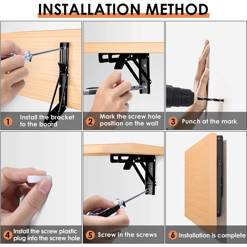 Folding Shelf Brackets 12 Inch, 2pcs Foldable Heavy Duty Shelf