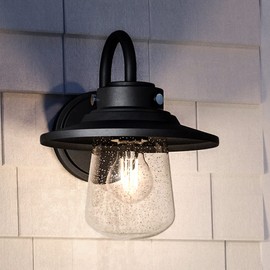 Urban Ambiance Luxury Coastal Wall Sconce, Small Size: 11''H x 9''W, with Industrial Style Elements, Midnight Black Finish, UHP1320 from The Santa-Ana Collection