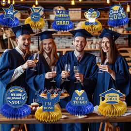 Graduation Centerpieces 2025 Blue and Gold Graduation Decorations Class of 2025, Graduation Table Decorations, Grad Centerpieces for Tables, Grad Table Decor for Graduate Party Supplies