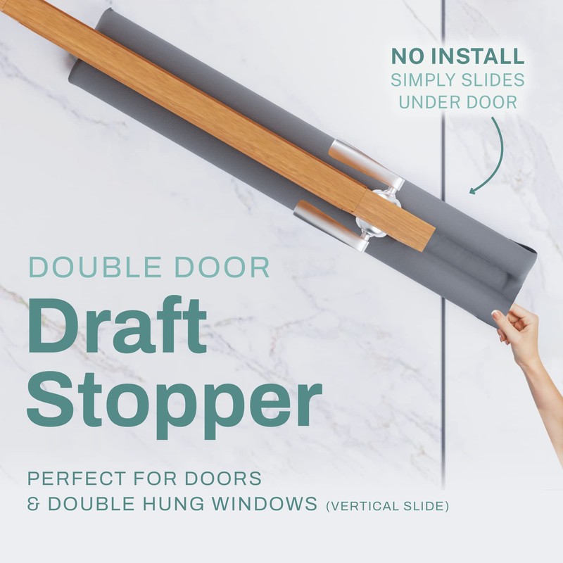 Home Intuition 36 inch Twin Door Draft Stopper for Bottom