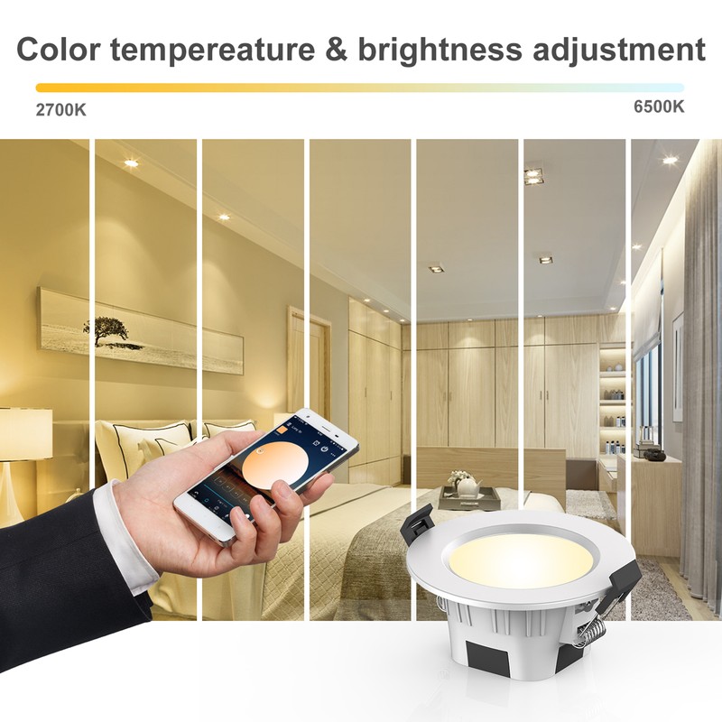 A C100-264V 9W 4.7Inches LEDs RGB+CCT Intelligent Recessed Lighting Downlight