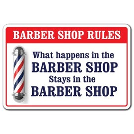 What Happens in The Barber Shop Decal Men Club Haircut Stylist Salon | Indoor/Outdoor | 12" Tall