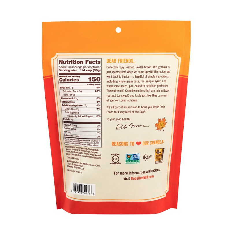 Bob's Red Mill Pan-Baked Granola Maple Sea Salt, 11 Ounce
