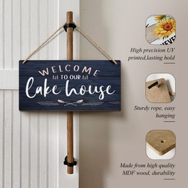 Heuhuww Lake House Decor Sign 6"x12"-Welcome to Our Lake House,Lake Life Themed Wall Decor Hanging Signs for Lake Living Room Summer Home Cabin Cottage Decoration,Gifts for Lake Lovers