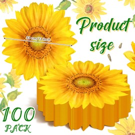 Sunflower Place Mats 13 x 13 Inch Rectangle Summer Paper Placemats Sun Flower Disposable Placemats Wood Slices Table Mat Table Setting Mat for Bridal Shower Wedding (Sunflower, 100)