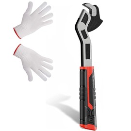 Wjelet Self Locking Wrench 6", Function Adjustable Spanner Chrome-Vanadium Steel, Strong Clamping, Large Opening 7-15mm, for Auto Repair Mechanical DIY, with Gloves