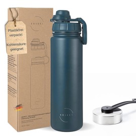 Abjoki Stainless Steel Drinking Bottle "Infinity" 710 ml, Dark Blue, Double-Walled & Vacuum Insulated, Thermal Flask, BPA-Free, Leak-Proof, Suitable for Carbonated Drinks, Plus Push Button Sports Lid