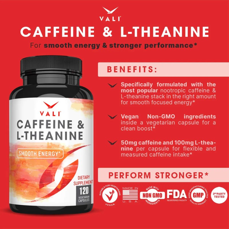 Vali Cafena 50mg Y L-teanina 100mg Energa Y Enfoque