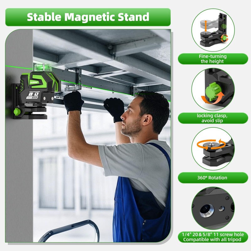 Huepar Self Leveling Laser Level Green Cross Line Laser with