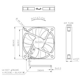 Sunon MF60101V11000UA99 Fan 12 V DC 1.3 W 60 x 60 x 10 mm 27.7 m³/h 27.7 m³/h 27.7 m³/h