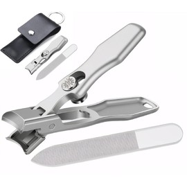 VELKOMIN German Nail Clippers for Men Women Thick Nails, Large Wide Jaw Opening Toe Nail Clippers for Seniors with Catcher and Safety Lock, 18-Month Replacement Warranty! (Silver)