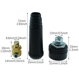 RLECS 1 Set Black Welding Machine All Copper European Style Connector DKJ10-25 Welding Handle Socket Welding Cable Quick Plug for Welding Machine Output Power Connection