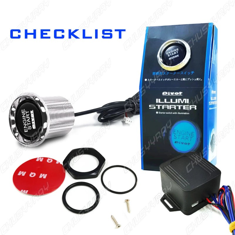 CHUSYYRAY Universal 12V Car Blue Illuminated Engine Start Switch Push