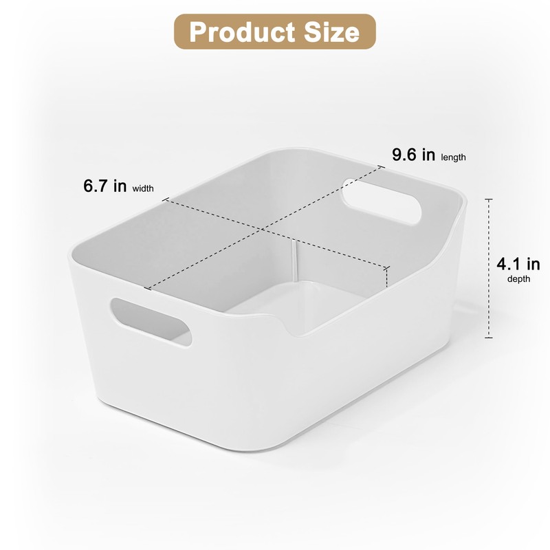 Small Plastic Storage Basket with Handles, Durable Organizer Bin, Open-Top