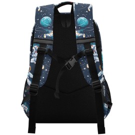Laptop Backpack with Chest Strap, Astronauts and Space Motifs School Backpack, Travel Hiking Backpack for Boys Girls Teen Adult, Rucksack, Knapsack