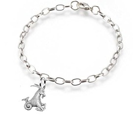 pp-Ss12 Capricorn fine lead free English Pewter charm on a belcher link chain anklet bracelet