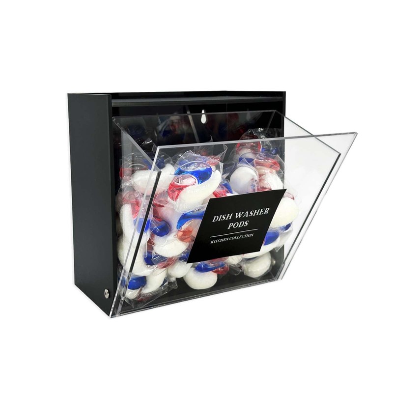 Gnjoyxuan Laundry Pods Container, Acrylic Wall Mounted Organizer with Extra