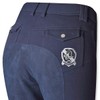 Full Seat Riding Culottes Butt Leather Ladies Junior Navy 140