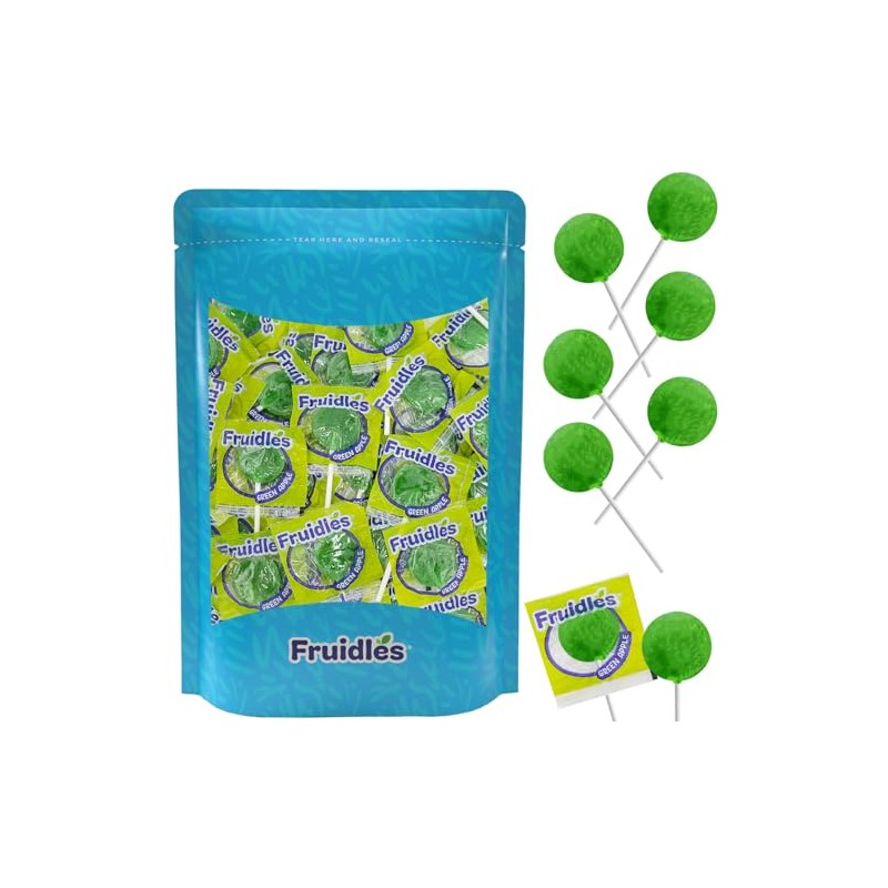 50 Green Apple Lollipops Candy Suckers for Kids, Perfect for