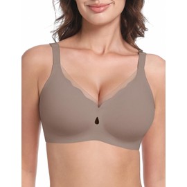 LUCKMEEY Bras for Women No Underwire Wireless Mesh Seamless T-Shirt Bra Push up Full Coverage Comfortable Everyday Bra