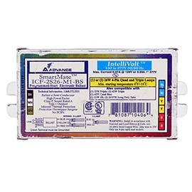 Advance ICF-2S26-M1-BS Compact Fluorescent Ballast, 2-Lamp, 26W, CFL 4-Pin Quad Triple, 120/277V