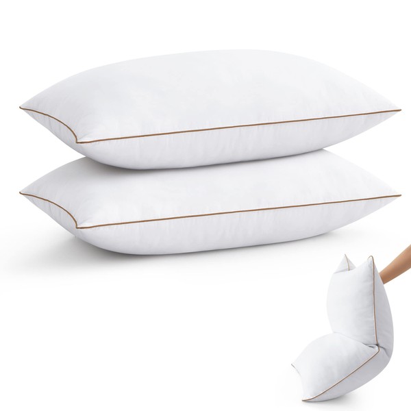 puredown® Goose Feather Down Pillows Queen Size Set of 2,