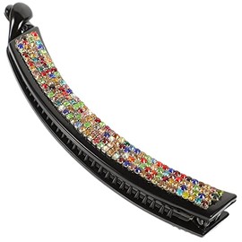 Beaupretty - Pinza para el pelo, diseño de plátano con diamantes de imitación de cristal acrílico, clip vertical para cabello grueso,