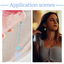 KISSITTY Cross Beads Glow in The Dark Spacer Beads 50pcs Center Drilled Luminous Acrylic Beads for DIY Craft Earring Necklace Bracelet Key Chain Jewelry Making