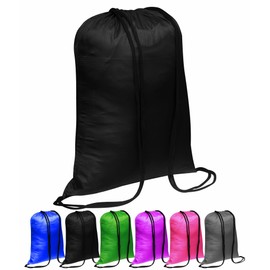 LUMAZU Drawstring Gym Bag Waterproof Premium String Swimming Sports Shoe Bag Suitable for School, Gym, Travel Beach Swim Football Shoe PE Kit Storage Trainer Bag Kids Men Women (Black)