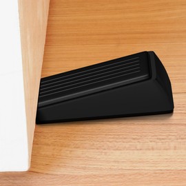 Architectural Hardware - Heavy Duty Zinc Door Stopper with Rubber Anti Scuff Grips - Metal & Rubber Wedge Door Stoppers for Bottom of Door - Modern Door Stops - Doorstop Jam Door Wedge