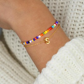 Turandoss Bracelets for Teen Girls Gifts - Bracelets for Teen Girls Jewelry, Teen Girls Gifts Trendy Stuff, Dainty Gold Link Charm Letter Initial S Bracelets for Women Teen Girls, Birthday Gifts