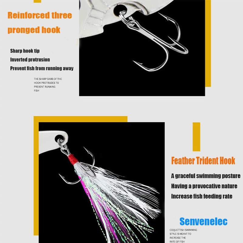 Senvenelec 6pcs (12g) Fishing Lures 3D Eye Bait Hard ViB