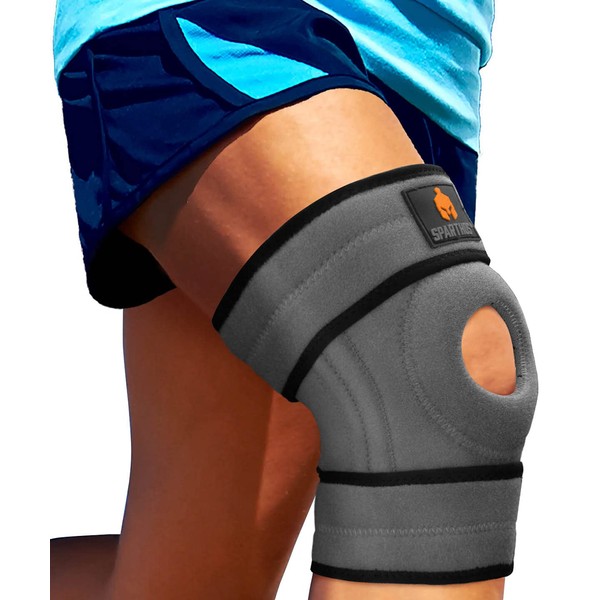 Sparthos Knee Brace - Relieves ACL, MCL, Torn Meniscus Tear, Arthritis Pain - Open Patella Design with Dual Stabilizers - Compression Support Knee Brace, Plus Size Fit - For Men and Women (XXL)