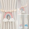 2PCS Curtain Tie Backs, Curtain Tiebacks with Rainbow Tassel Pendant,