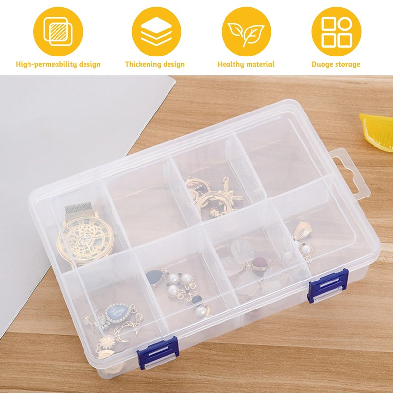 Fahibin Pack of 3 Compartments Storage Box, 8 Compartments, Plastic