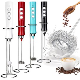 WanderLand Rechargeable Handheld Milk Frother Wand for Coffee,Drink Mixer with Stainless 2 Whisks, Electric Whisk 3 Speeds Adjustable, for Latte, Cappuccino, Hot Chocolate （Black）