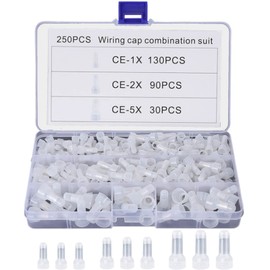 250 PCS AWG 22-16 16-14 12-10 CE Type Closed Connector with Insulated Sheath Tacho Sleeve Crimp Terminal Cap Replacement Crimp Terminal Set Closed End Wire Connector Caps