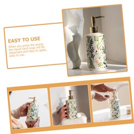 KONTONTY Ceramic Lotion Dispenser with Floral Print Refillable Pump Bottle for Shampoo Body Wash Hand Soap for Use