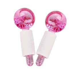 2 PCS Facial Ice Globes für Gesicht,Kühlkugeln Set für Augen & Nacken,Facial Roller für Straffen die Haut Reduzieren Schwellungen Augenringe Verbessern die Durchblutung (Rosa)