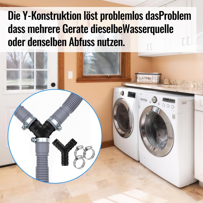 2 Pieces Dishwasher Washing Machine Drain Adapter, 3 Way Y