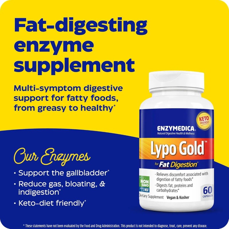 Enzymedica | Lypo Gold, 60 Cápsulas Sabor Sin Sabor