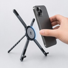 Foldable Magnetic Phone & Laptop Stand for Work – Adjustable Aluminum Alloy Multi-Device Holder for Desk & Travel