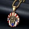MayiaHey Chief Head Pendant, Native American Indian Chief Head Necklace