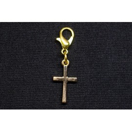 Miniblings Cross Charm Gold Crucifix Pendant Crosses Gothic Punk Cross Earrings Gold Zipper Pull – Handmade Fashion Jewellery I Chain Pendant Gold-Plated – Charm Pendant Charm Bracelet – Pendant for