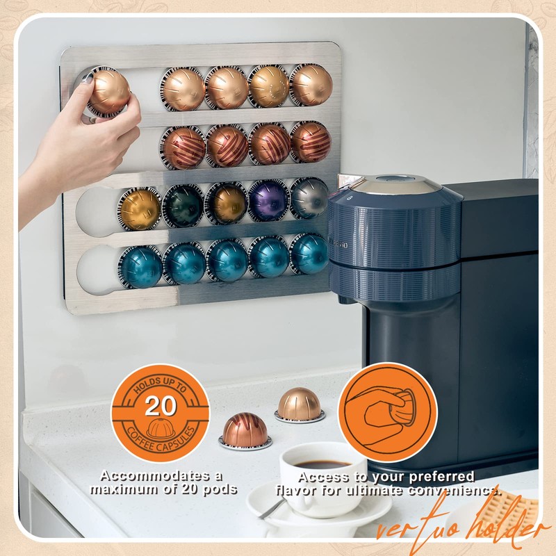 JuDongJu Stainless Steel Coffee Pod Holder for Nespresso Vertuo Line