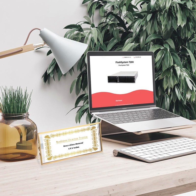 JUXYES 2 Pack Tabletop Business License Frame Brass License Certificate